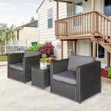 thumbnail of Outsunny Set Mobili da Giardino Rattan PE,2 Poltrone Tavolino Cuscini
