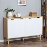 thumbnail of HOMCOM Aparador de Cozinha Moderno com Prateleiras Ajustáveis 2 Armários e Anti-Tombo 120x35x77,4 cm Branco e Madeira