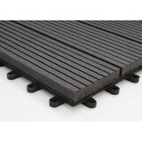 thumbnail of WPC Bodenfliese Rhone, Holzoptik Balkon/Terrasse, 11x je 30x30cm = 1qm ~ Premium, anthrazit linear