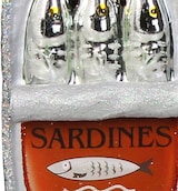 thumbnail of Christbaumschmuck Glas 12cm Sardinen in Dose Kugeln Weihnachtsbaum Anhänger Weihnachten Christbaumanhänger Weihnachtsbaumschmuck Silber Rot