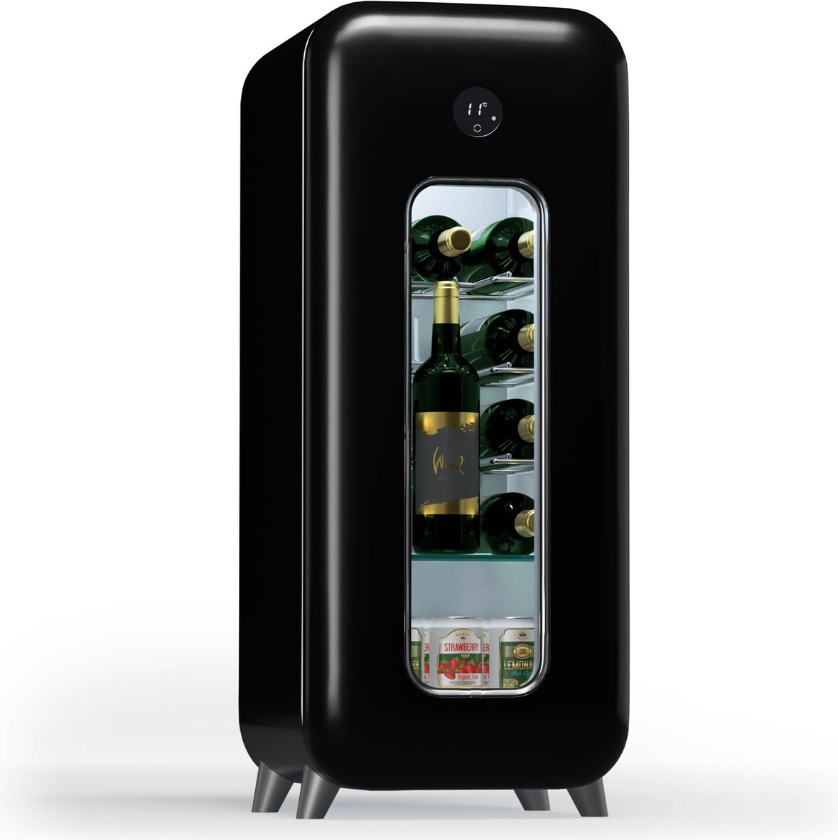 Klarstein Shirley 15 Uno Weinkühlschrank 15 Flaschen 5 - 20 °C Touch Retro Schwarz