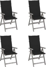thumbnail of vidaXL 4x Akazienholz Massiv Gartenstuhl Verstellbar mit Auflagen Stuhl Hochlehner Holzstuhl Gartensessel Stühle Gartenstühle Outdoor Gartenmöbel