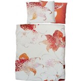 thumbnail of 2-tlg. Biber Winter Bettwäsche 135 x 200 + 80x80 cm, 100% Baumwolle, weiß, Blüten Muster