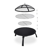 thumbnail of Relaxdays Feuerschale, Ø Schale 51 cm, klappbare Beine, Grillrost, Funkenschutz, Schürhaken, Feuerstelle Garten, schwarz