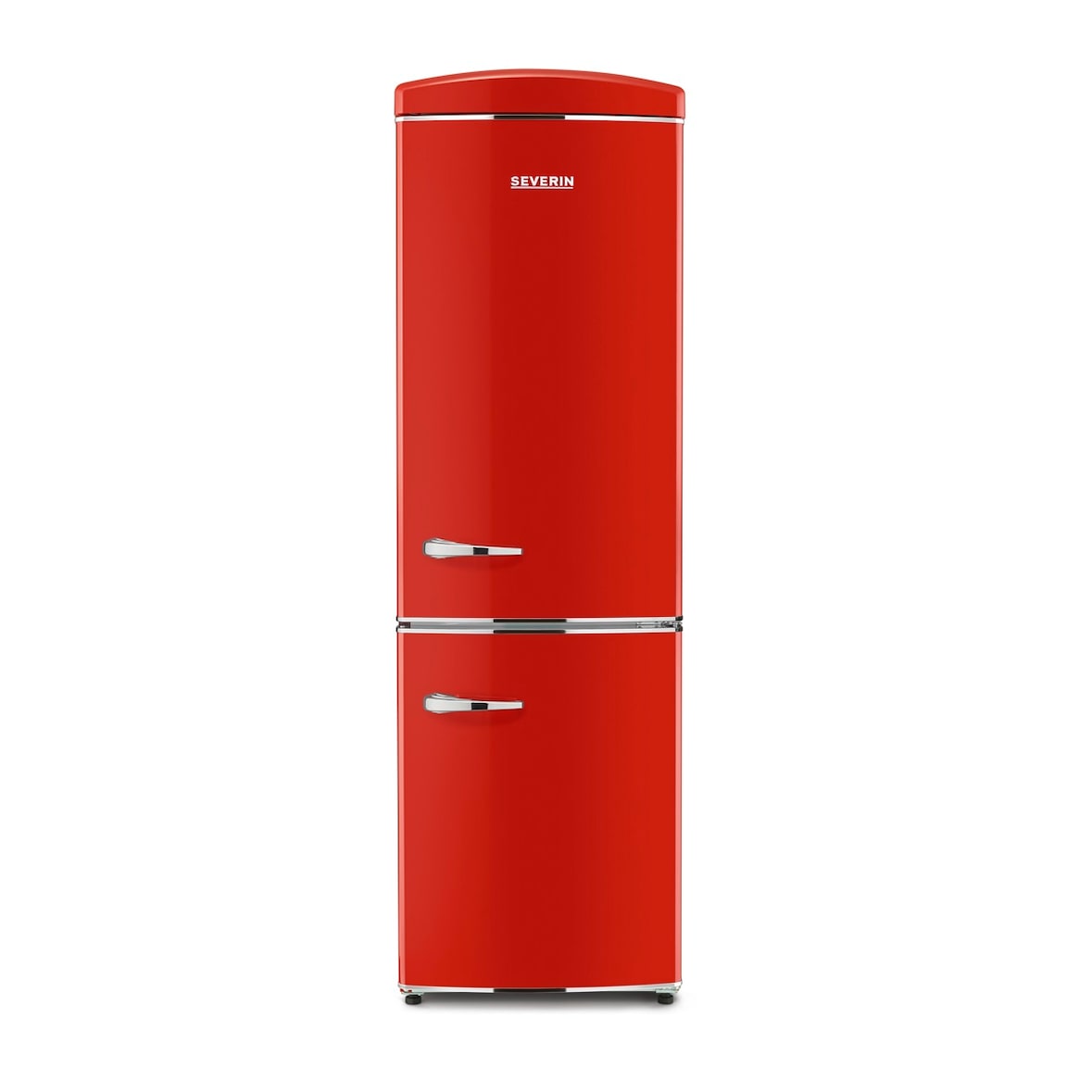 Frigorifero Congelatore combinato Total NoFrost, Posa libera, Larghezza 60 cm, 315 L, Classe E, Veggibox inclusa, Retrò, Rosso, Severin RKG 8997