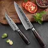 thumbnail of Wakoli EDIB Essentials 2er Set Damastmesser - 13 cm und 20 cm Profi Chefmesser Küchenmesser - 67 Lagen Damaststahl - Pakkaholzgriff - Inklusive Gesche