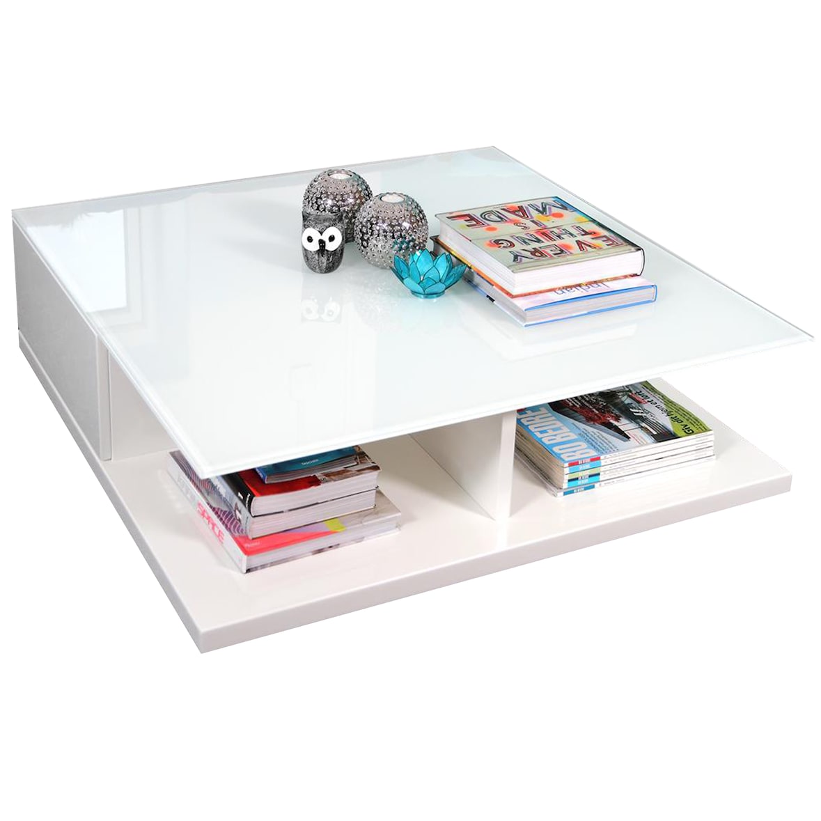 SalesFever salontafel vierkant | twee laden | MDF hout | B 100 x D 100 x H 36 cm | wit
