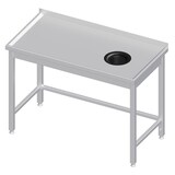 thumbnail of Stalgast Edelstahl Arbeitstisch ohne Grundboden, 1600x700x850 mm, mit Abfallloch rechts, mit Aufkantung, verschweißt