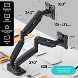 thumbnail of ONKRON Monitor Halterung 2 Monitore für 13 - 32 Zoll Bildschirme bis 10 kg pro Arm, Gasdruckfeder Monitorhalterung,VESA 75x75 - 100x100,Schwarz G160-B