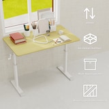 thumbnail of Schreibtisch höhenverstellbar 90x100x60 cm Holz mit Handkurbel, Metallgestell, kompakt für Homeoffice und Arbeitszimmer
