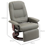 thumbnail of Relaxsessel TV Sessel Kunstleder Grau 87x78x100 cm drehbar 145 Grad verstellbar mit manueller Fußstütze breiten Armlehnen und Holzunterbau