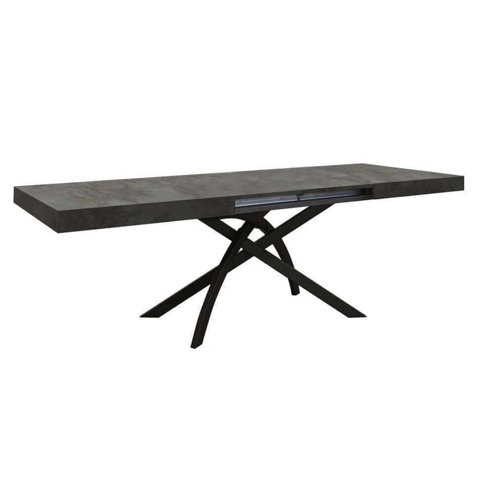 PAEAN Tavolo da pranzo allungabile di design moderno industrial cm 90 x 160/200/240 x 77 h colore Antracite