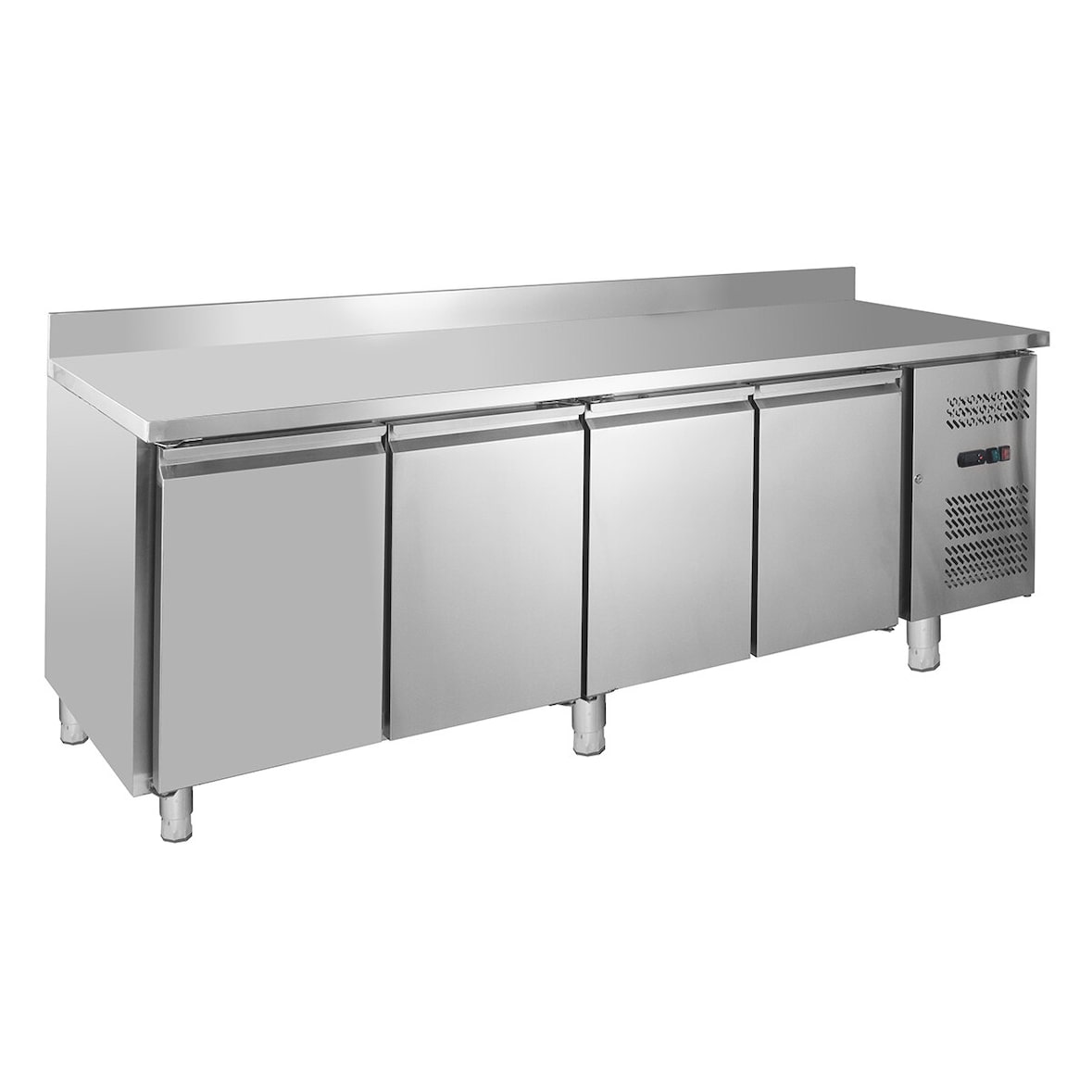 GastroHero Tiefkühltisch ECO 4/0 mit Aufkantung - Edelstahl - GN 1/1 - 2230x700x850 mm