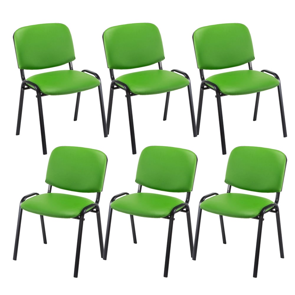 Lot de 6 chaises Visiteur Ken en similicuir Vert