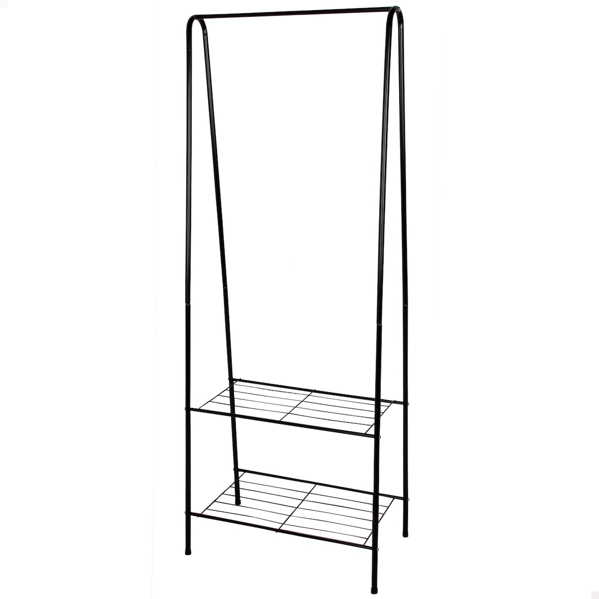 Max Home Burro ropa fijo metálico 60x35x151 cm con dos estantes de rejilla