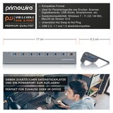 thumbnail of Primewire 8 Port USB 3.2 Gen.1 Port Hub - 8 x USB 3.2 Gen1, Davon 1x USB Ladeport smart Charge - 8 Port Verteiler mit Netzteil - Alugehäuse - für PC