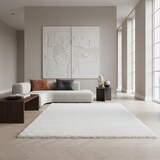 thumbnail of Teppich Hochflor Shaggy Uni Style Polypropylen Wohnzimmer Weiß Läufer 80x150 | Kadima Design