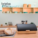 thumbnail of Briebe BB1162BLK Panera para Guardar Pan de Mesa Madera Bambú, Tapa Deslizante Bread Box Almacenamiento Bollería, Negro