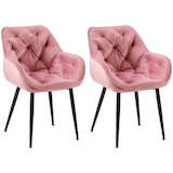 thumbnail of Set de 2 Sillas de comedor Tanna en terciopelo Rosa