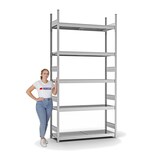 thumbnail of PROREGAL Weitspannregal Stecksystem T-Profil | HxBxT 300x150x40cm | 5 Ebenen | Stahlplatten-Fachboden | Fachlast 350kg | Verzinkt | Lagerregal