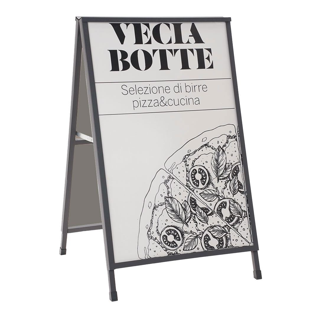 Danieli - Espositore da Terra a Cavalletto Bifacciale in Metallo 60x90 cm - Espositore per esterni per Avvisi e Poster