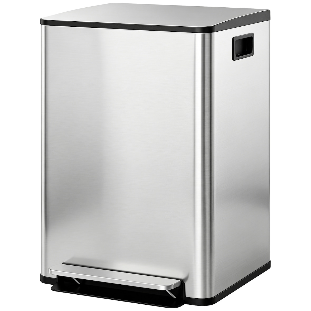 Cubo de basura de cocina con 2 compartimentos 2x30L papelera cocina de acero inoxidable con pedal tapa de cierre suave y cubo extraíble plata