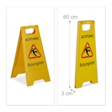 thumbnail of Relaxdays Rutschgefahr Aufsteller, 2er Set, klappbar, beidseitig beschriftet, Kunststoff, Warnschild vor Glätte, gelb