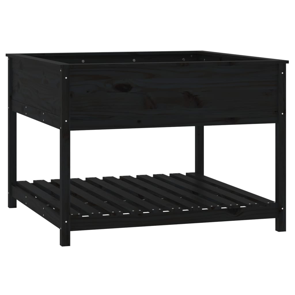 vidaXL Pflanzkübel mit Ablage Schwarz 111,5x111,5x81 cm Kiefernholz