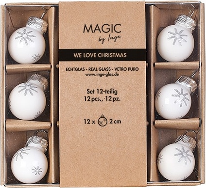 12 Weihnachtskugeln 2cm Glas Christbaumkugeln Weihnachtsbaumkugel Just White