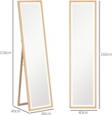 thumbnail of Standspiegel Ganzkörperspiegel 160x40x5 cm mit LED-Beleuchtung Touch Steuerung Eiche Optik Rahmen aus MDF bruchsicheres HD Glas frei stehend