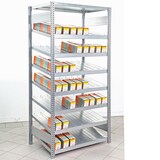 thumbnail of PROREGAL Kanbanregal einseitig FALKE Stecksystem | Grundregal | HxBxT 200x100x80cm | 7x Schrägboden Ebenen, 1x Deckel Stahlfachboden | Fachlast 250kg