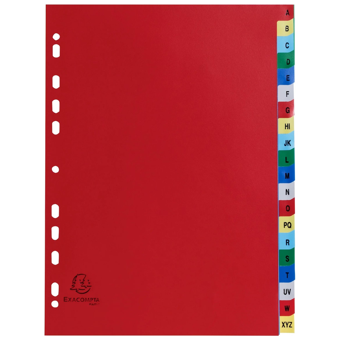 Exacompta 94E 20x Register für Ordner und Ringbücher, aus PP, 20 Positionen, Taben A-Z, für DIN A4 - Farben sortiert