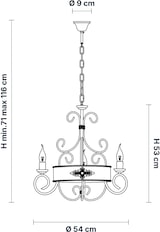 thumbnail of Baltimore - Kronleuchter aus elfenbeinfarben gebeiztem und lackiertem Eisen, 3 Lichter 113 - Ø54 - BL183-3-AV