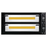 thumbnail of Forno elétrico de pizza para 9 + 9 pizzas 34 cm Ø, 2 câmaras 105 x 105 x 14 cm, gama de temperaturas: 50-450°C, 26,4 kW, 400 V, 11457 Vaiotec