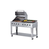 thumbnail of METRO PROFESSIONAL Barbecue Plancha à 8 brûleurs à gaz sur chariot, acier revêtu en poudre, 157 x 64 x 122 cm, puissance 30,4 kW, 4 roulettes, argent