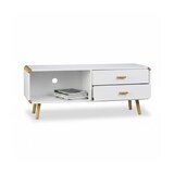 thumbnail of Relaxdays Sideboard abgerundet mit 2 Schubladen, langes Lowboard mit Beine, flache TV-Bank HxBxT 48 x 120 x 40 cm, weiß