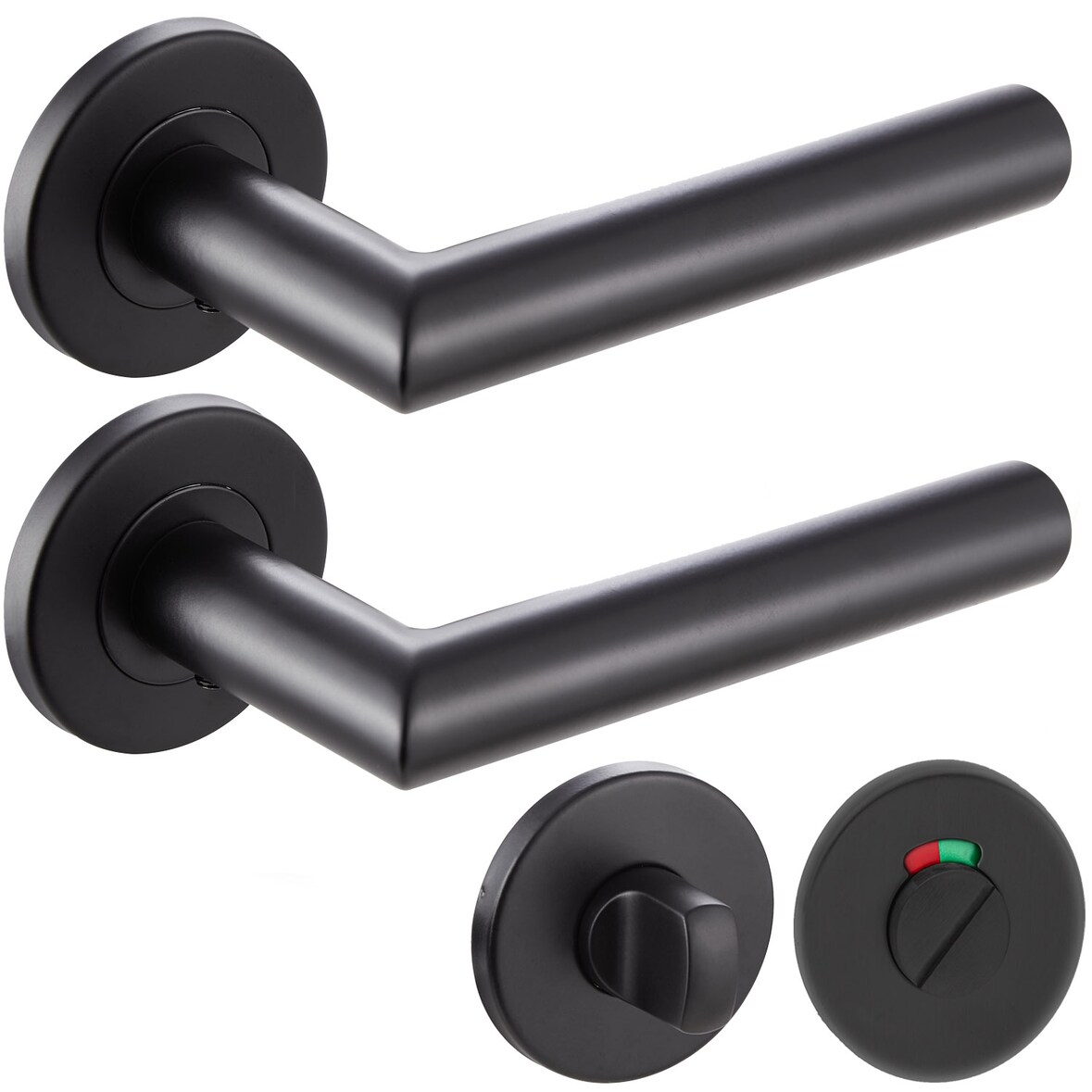 Türgriff SCHWARZ Türgarnitur Türdrücker Türbeschlag Türklinke Innentür Bad WC EMILY WC Garnitur-SET