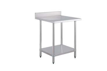 METRO Professional Werktafel GWTS4077B, roestvrij staal, 70 x 70 x 85 cm, met achterwand