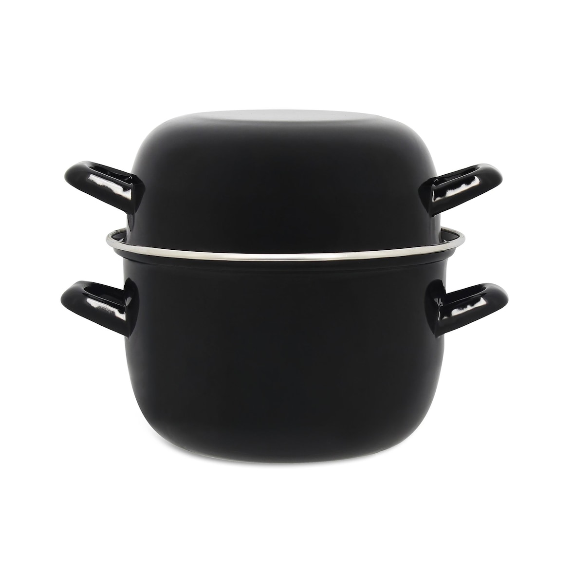 Menastyl - Marmite à moules 18 cm en acier emaille noir