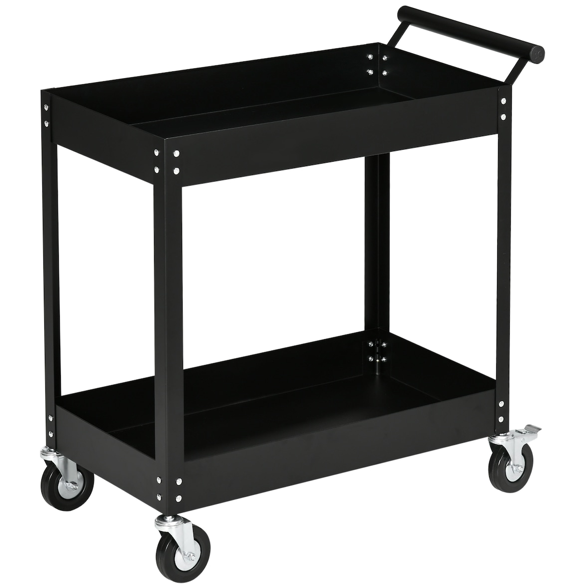 DURHAND Carrinho de Ferramentas de 2 Níveis com Rodas para Garagem Oficina Mecânica Carga Máxima 150 kg 84,5x38x84 cm Preto