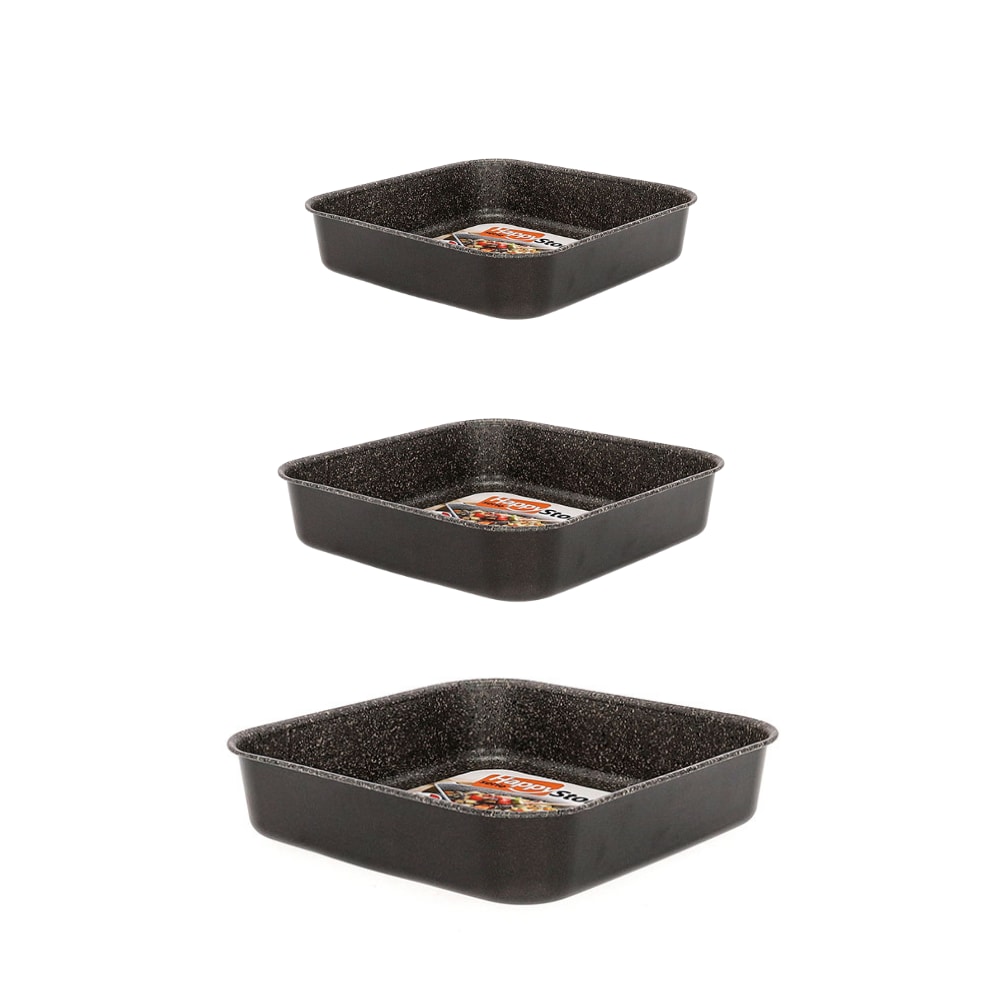 Mamù set van 3 vierkante bakvormen, 25/30/35 cm hoog, antiaanbaklaag, aluminium, PFOA-vrij, krasbestendig, gemaakt in Italië