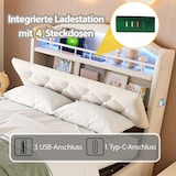 thumbnail of Polsterbett 90x200 cm für mit Stauraum, LED-Beleuchtung und USB-Anschlüssen – modernes Design in Beige