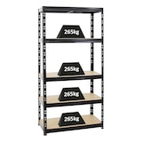 thumbnail of PROREGAL Schwerlastregal Tiger | HxBxT 180x90x45 cm | Fachlast 265kg | Schwarz | Stecksystem Lagerregal Regalsystem