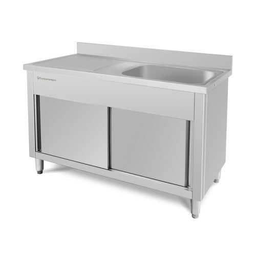 Fregadero profesional de acero inoxidable de 120 x 70 cm / Mueble bajo fregadero de 120 cm - Equipementpro