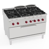 thumbnail of Piano cottura gas 6 fuochi con griglie in ghisa su forno a gas statico fullsize - con 1 griglia