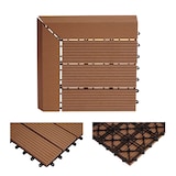 thumbnail of BERLINLODGE WPC Eck-Bodenfliese + Abschluss | BxT 30x30cm Premium | Holzoptik Terrasse | Ecke rechts | Teak linear