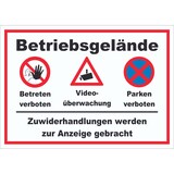 thumbnail of Schild Betriebsgelände Betreten Video Parken A0 Rückseite selbstklebend