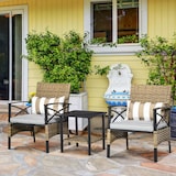 thumbnail of Outsunny Conjunto Mesa y 2 Sillas de Jardín de Ratán 3 Piezas con 2 Cojines