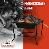 thumbnail of GARDEBRUK® Feuerschale mit Funkenschutz Schürhaken 45x45cm Eckig Stahl Feuerstelle Feuerkorb Terrassenofen Garten