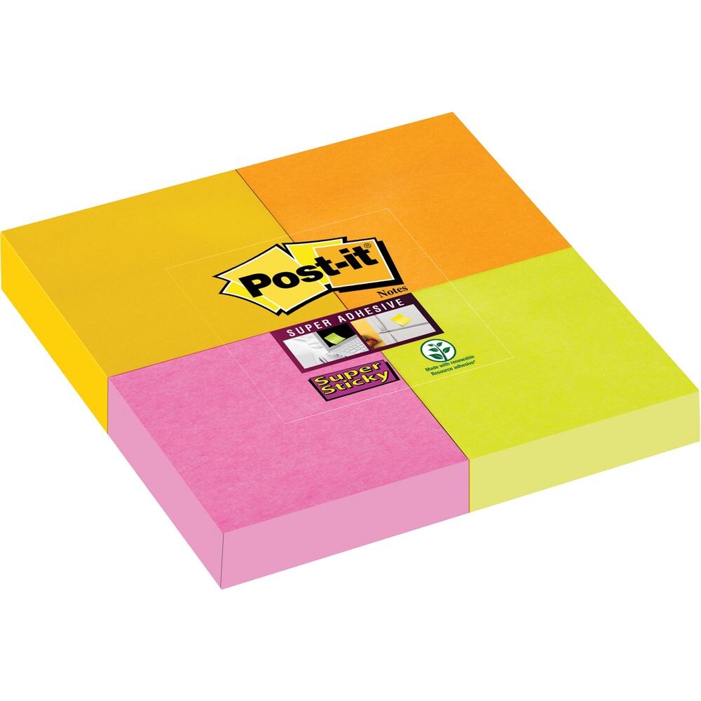 Haftnotiz Super Sticky 6910YPOG 48x48mm sort. 4 St./Pack.